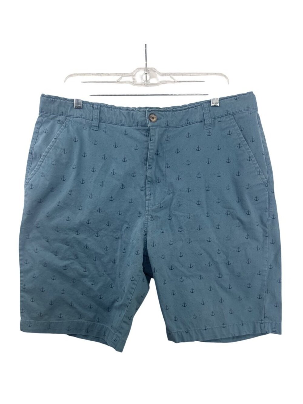 Hudson & Barrow Mens Shorts Sz 36 Blue Chino Anchors Coastal Preppy Beachy Comfy